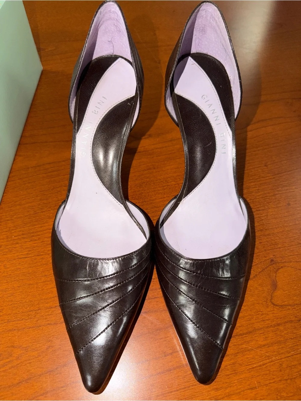 Gianni Bini Women's Dark Brown Leather Pointed-Toe Heels